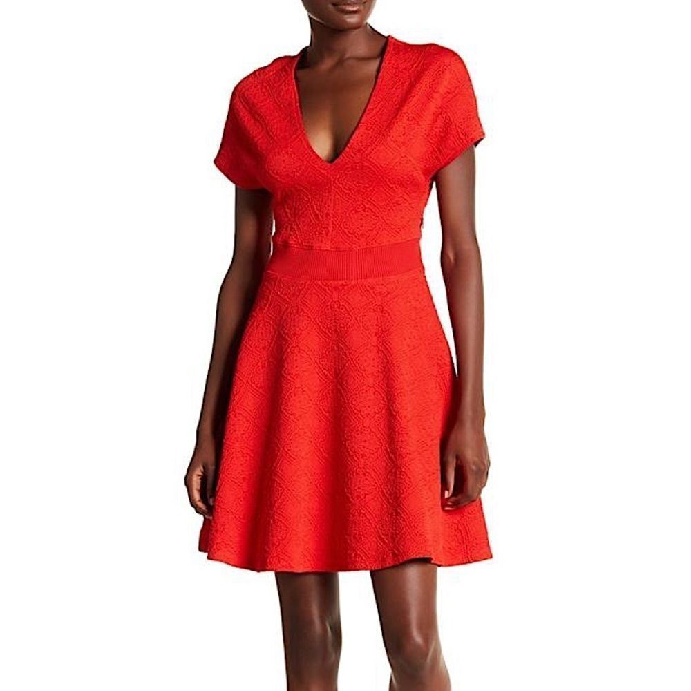 Opening Ceremony Medallion Jacquard Fit & Flare Red Dress - Picture 2 of 10